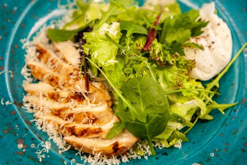 Grilled Chicken Garden Salad with mixed greens and vinaigrette